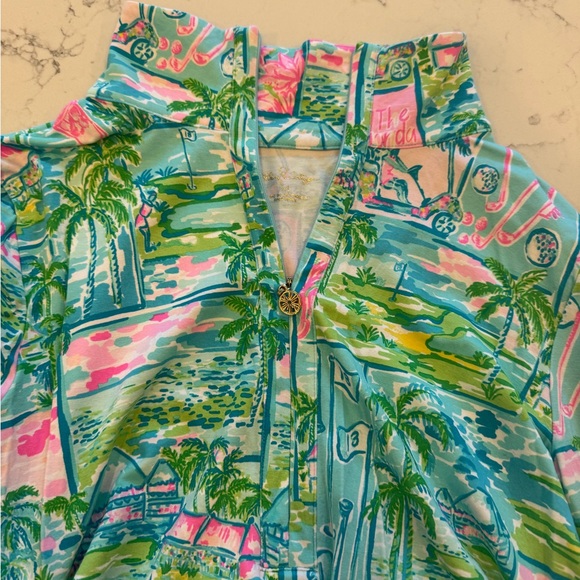Lilly Pulitzer Tropical Green and Pink Long Sleeve Dress - Picture 5 of 6